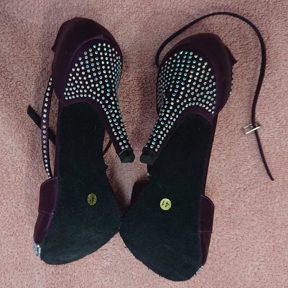 Purple Rhinestone Tango Dance Heels - Picture 4 of 5